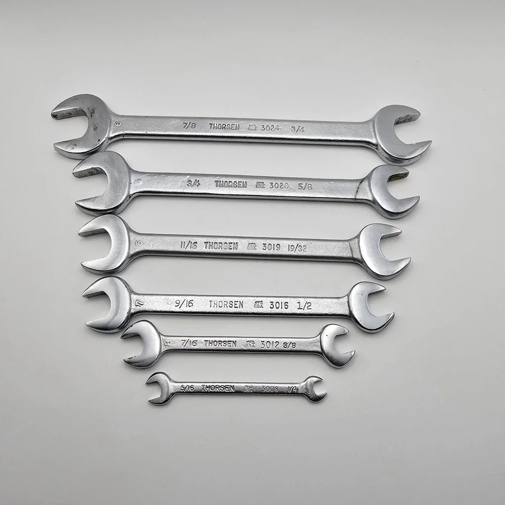 Vintage Thorsen Double Open End Wrench Set 1/4" to 7/8" USA Made Lot Of 6 - Picture 1 of 15